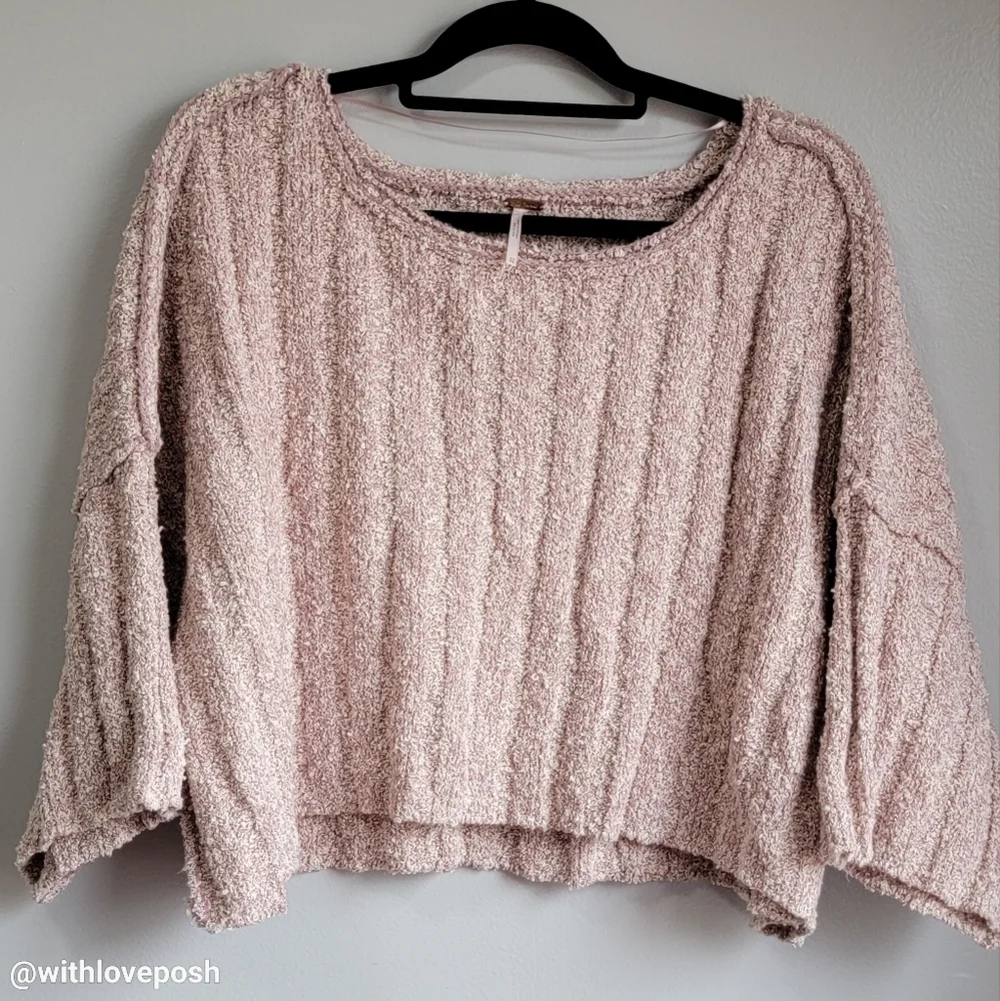 FREE PEOPLE pink knit oversized sweater top XS